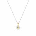 Silver and Yellow-Gold Daisy Flower Pendant