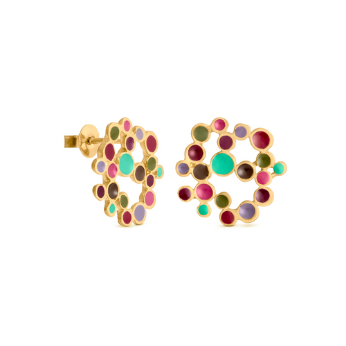 JOIDART-CANDY COLOURS-Red Dot Enamel Stud Earrings