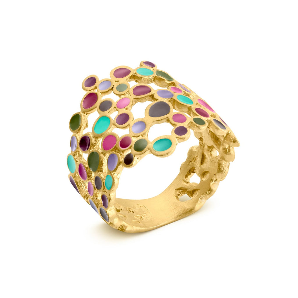 JOIDART - CANDY COLOURS- Yellow-Gold with Enamel Dots Ring