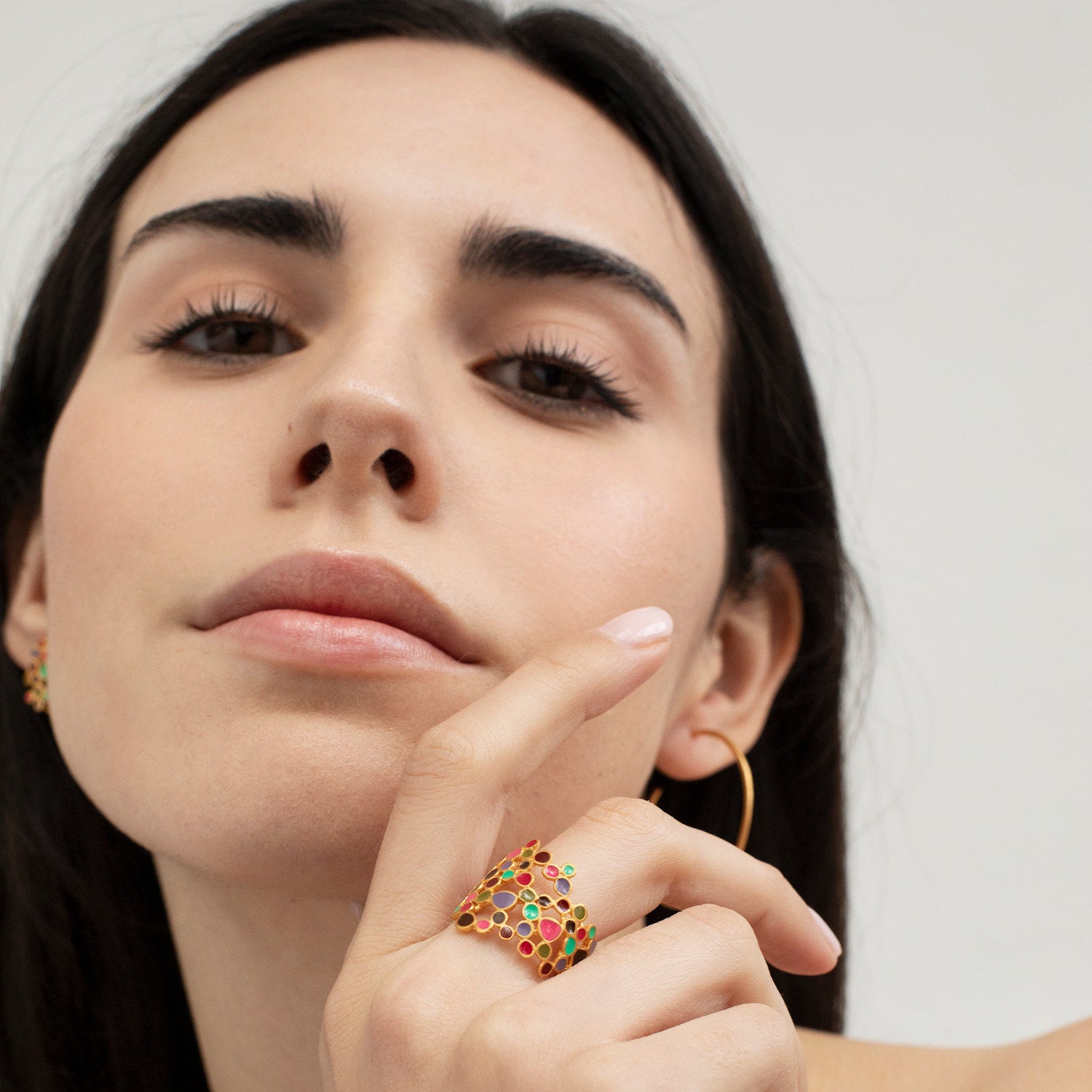 JOIDART - CANDY COLOURS- Yellow-Gold with Enamel Dots Ring