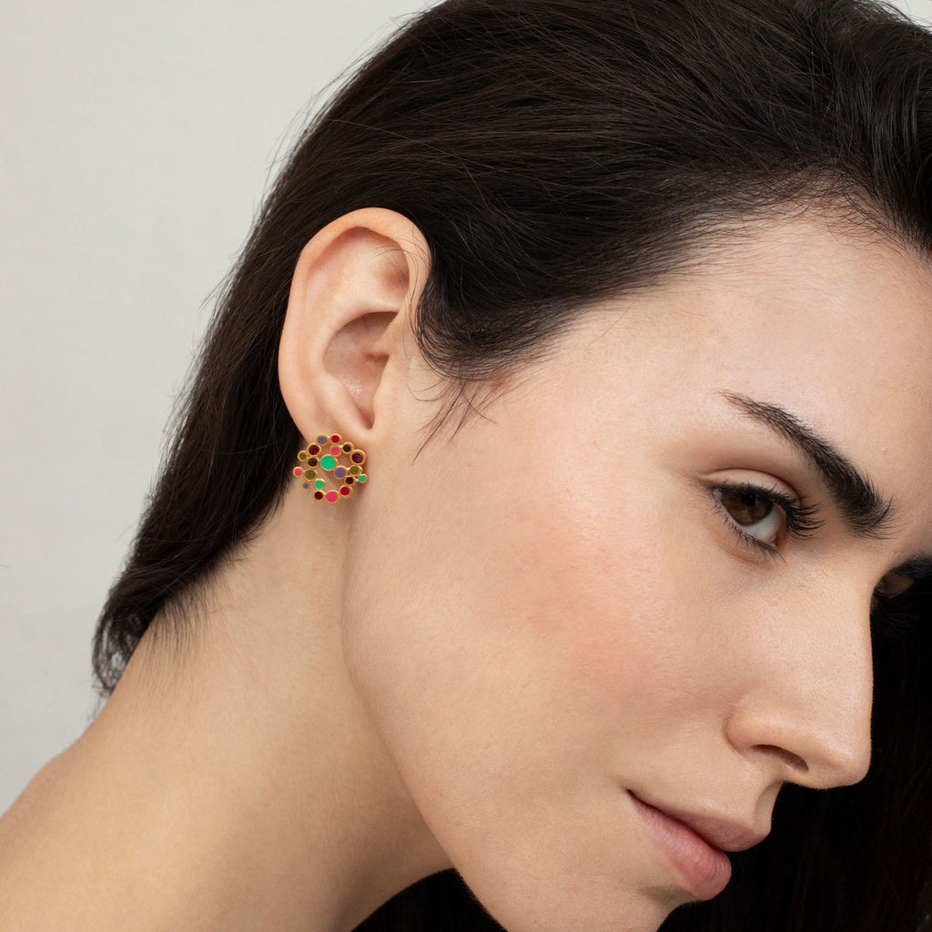 JOIDART-CANDY COLOURS-Red Dot Enamel Stud Earrings