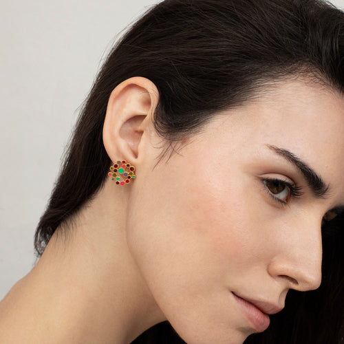 JOIDART-CANDY COLOURS-Red Dot Enamel Stud Earrings