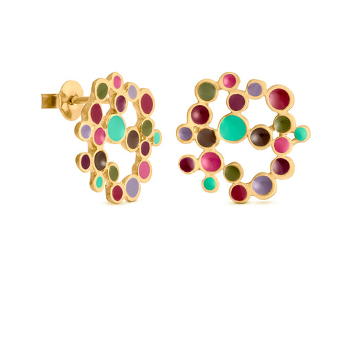 JOIDART-CANDY COLOURS-Red Dot Enamel Stud Earrings