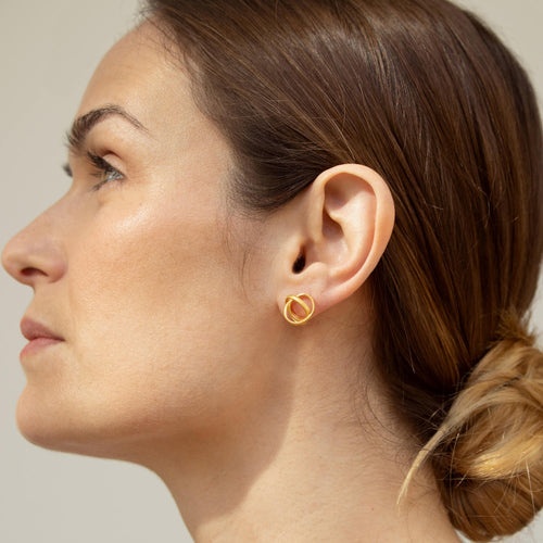 JOIDART-EMBOLIC- YG Sculptural Asymmetrical Design Stud Earrings