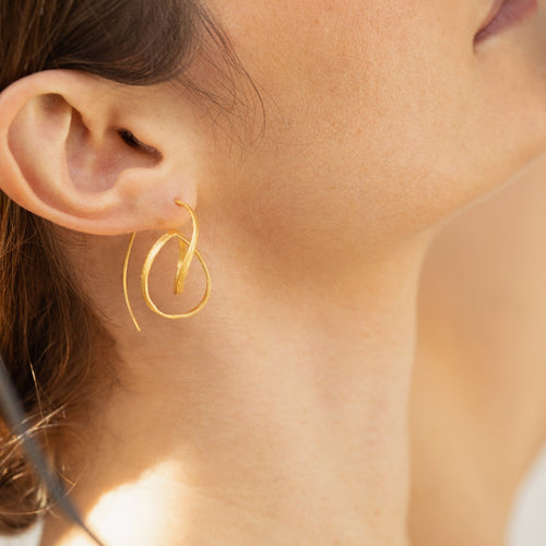 JOIDART-EMBOLIC- YG Medium Sculptural Asymmetrical Design Earrings