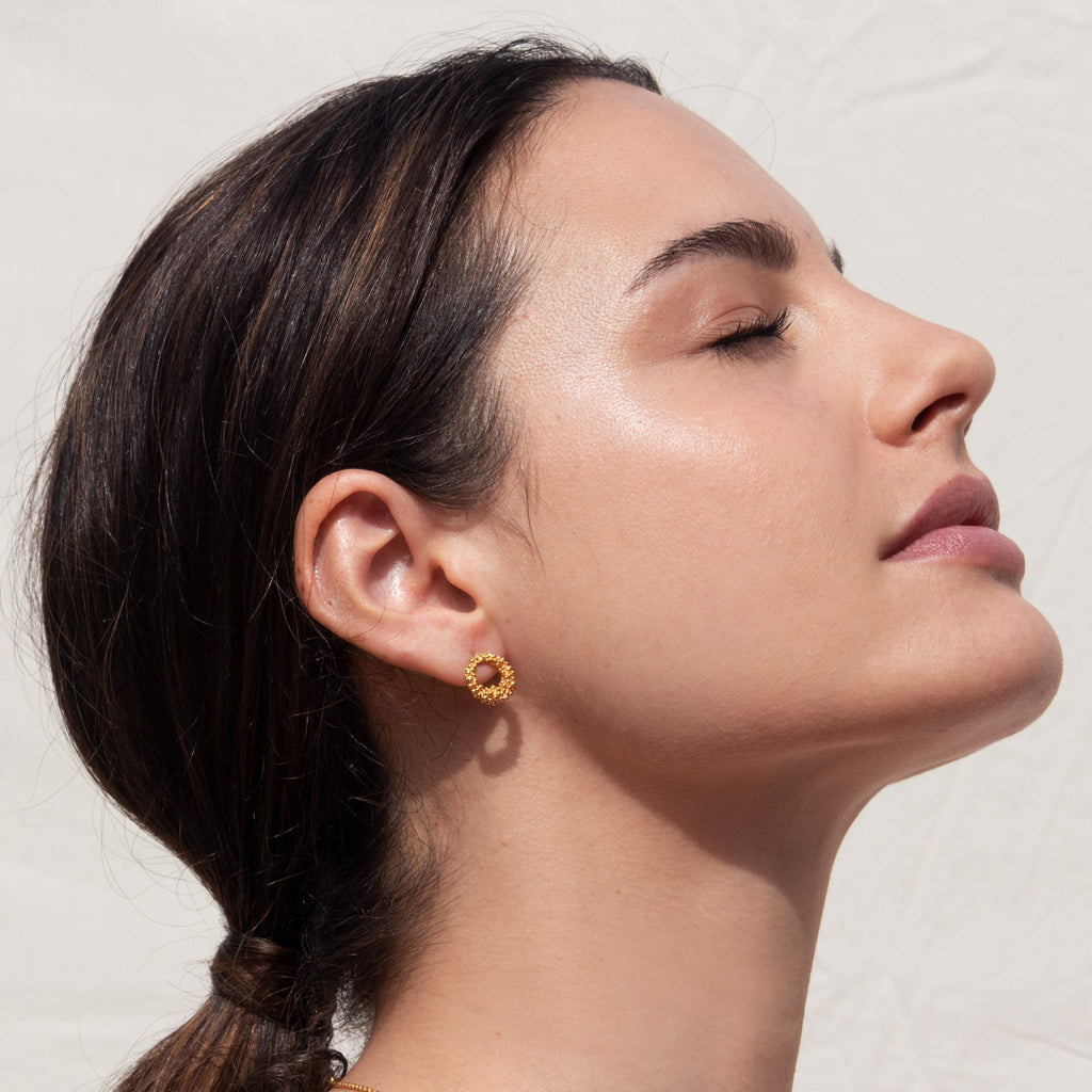 JOIDART-STARDUST- Yellow-Gold Hoop Stud Earrings