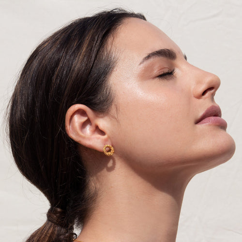 JOIDART-STARDUST- Yellow-Gold Hoop Stud Earrings
