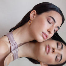 Load image into Gallery viewer, JOIDART-ALEGRIA- Yellow-Gold Medium Oval with murano Crystals + Green Stud Earrings