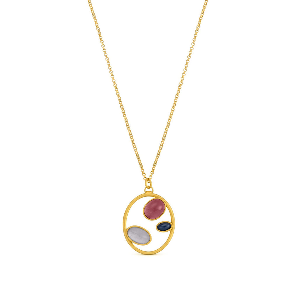JOIDART-ALEGRIA- Yellow-Gold small oval with Murano crystals Pendant