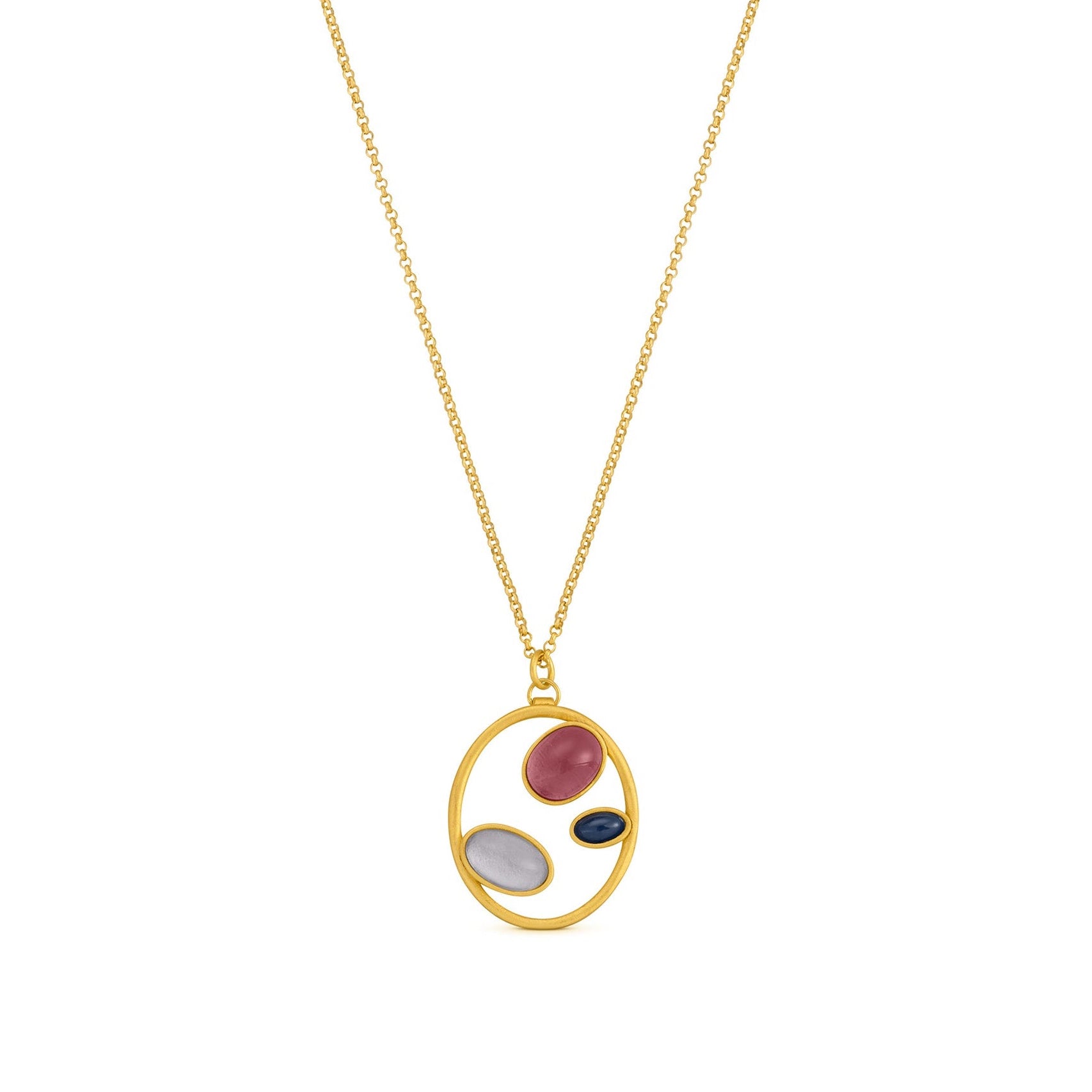 JOIDART-ALEGRIA- Yellow-Gold small oval with Murano crystals Pendant