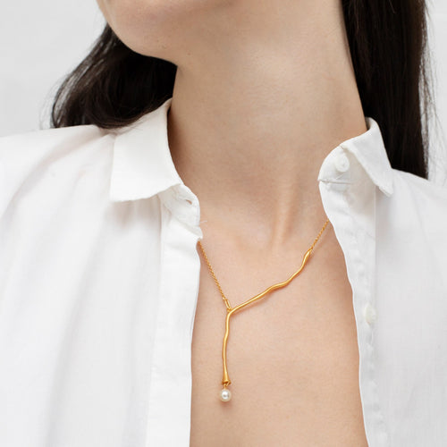 JOIDART-ECLAT- YG Branch with Murano Glass Pearl Necklace