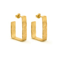 JOIDART-LIGNIS- Large Open Yellow-Gold Rectangle Earrings