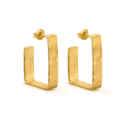 JOIDART-LIGNIS- Large Open Yellow-Gold Rectangle Earrings
