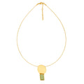 JOIDART-COLLAGE- Yellow-Gold Oval + Green rectangle Enamel on round wire Necklace