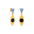 JOIDART-SOMNI-YG- Blue Triangle with Oval Shape Stud Earrings