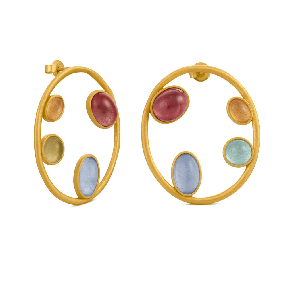 JOIDART-ALEGRIA- YG Large Oval with Murano Crystals Stud Earrings