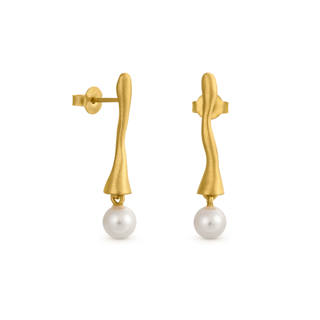 JOIDART-ECLAT- YG Elongated Earrings with Murano Glass Pearl