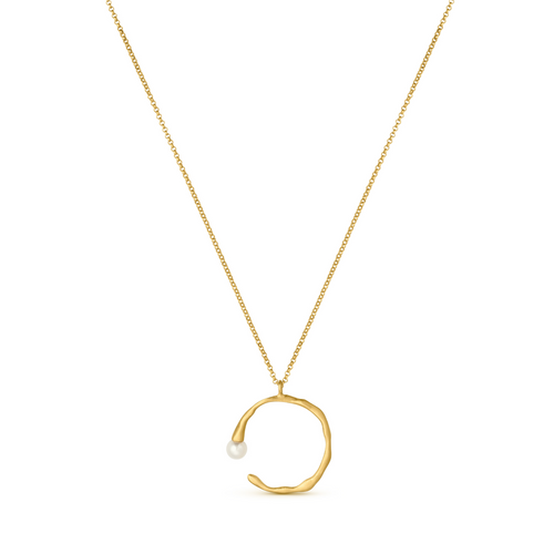 JOIDART-ECLAT-YG Half Moon with Murano Glass Pearl Necklace