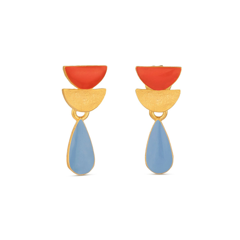 JOIDART-SOMNI-YG-Red and Blue Drop Stud Earrings