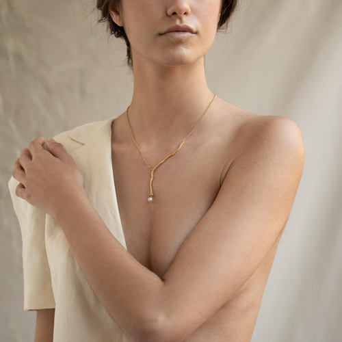 JOIDART-ECLAT- YG Branch with Murano Glass Pearl Necklace