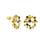 JOIDART-CANDY MOON-Blue Dot Enamel Full Circle Stud Earrings