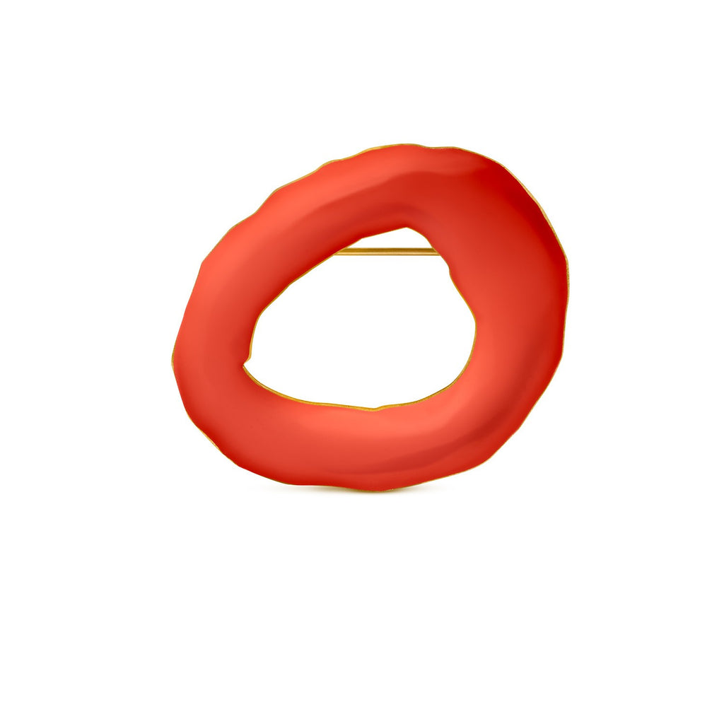 JOIDART-MIRÓ- Red Circle Brooche