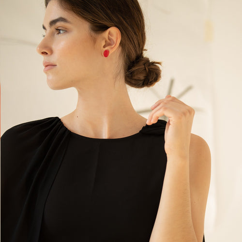 JOIDART-MIRÓ- Red Circle Stud Earrings