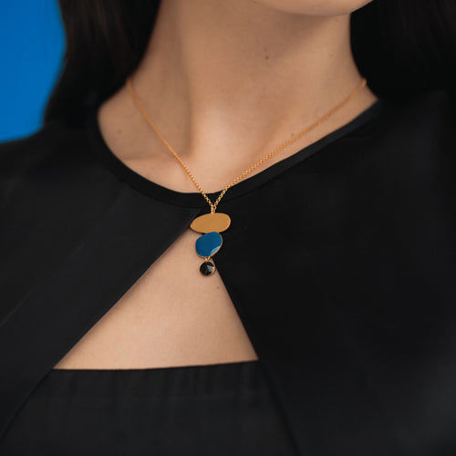 JOIDART-MIRÓ- YG Blue Triple Necklace