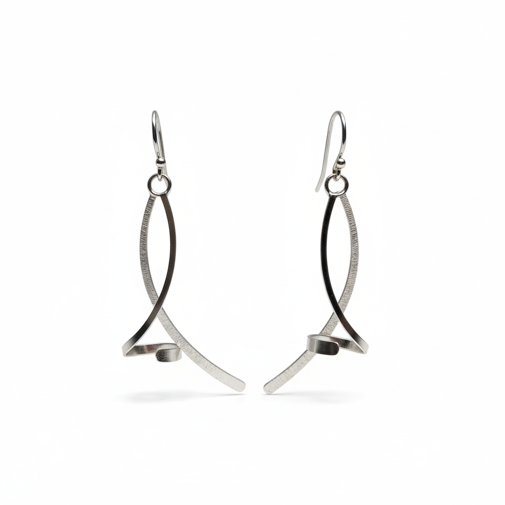 Silver Stick and Twist Earrings