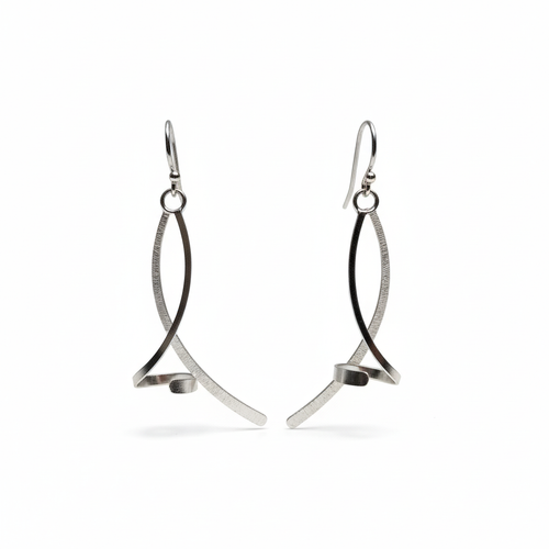 Silver Stick and Twist Earrings