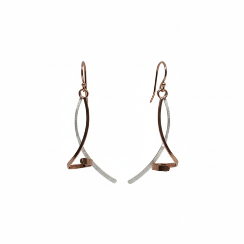Silver and Rose-Gold Stick and Twist Earrings
