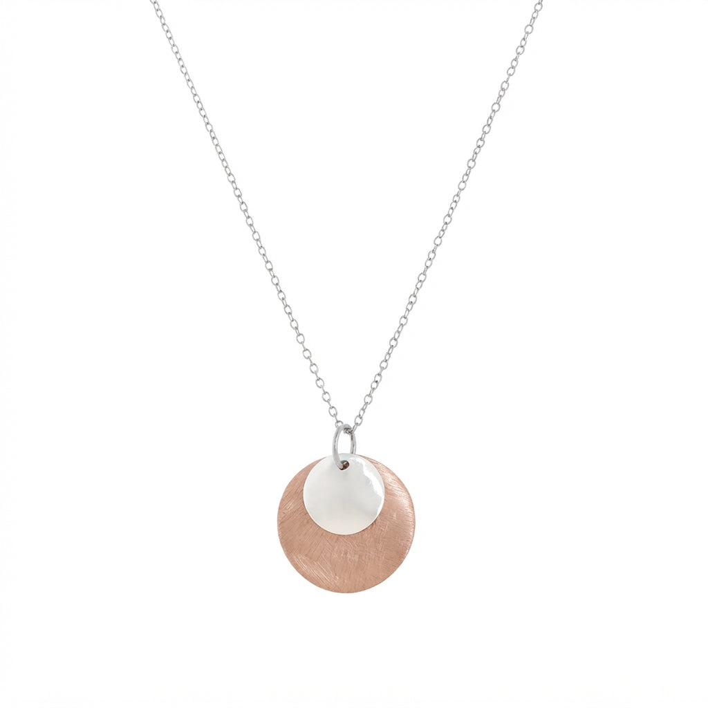 Silver and Rose-Gold Two Plain Circles Pendant