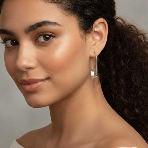 Silver G Shape Earrings