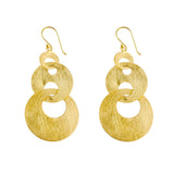 Yellow-Gold Linked Triple Hoop Dangle Earrings