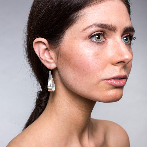 Silver Tear Drop Loop Earrings