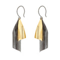 Black and Yellow-Gold Two Leaves Earrings