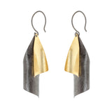 Black and Yellow-Gold Two Leaves Earrings