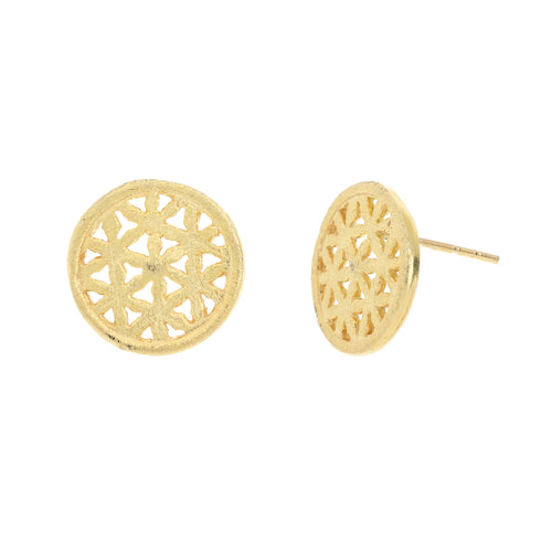 Yellow-Gold Circular Stud Earrings