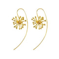 Yellow-Gold Clover Flower with a Long Back Earrings