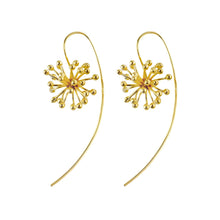 Load image into Gallery viewer, Yellow-Gold Clover Flower with a Long Back Earrings