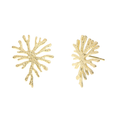 Yellow-Gold Coral Stud Earrings
