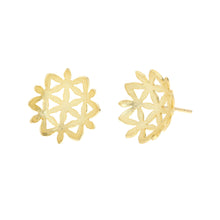 Load image into Gallery viewer, Yellow-Gold Curved Flowers Stud Earrings