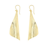 Yellow-Gold Curved Leaf Earrings