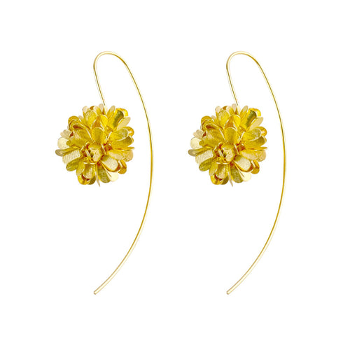 Yellow-Gold Dahlia Flower Earrings