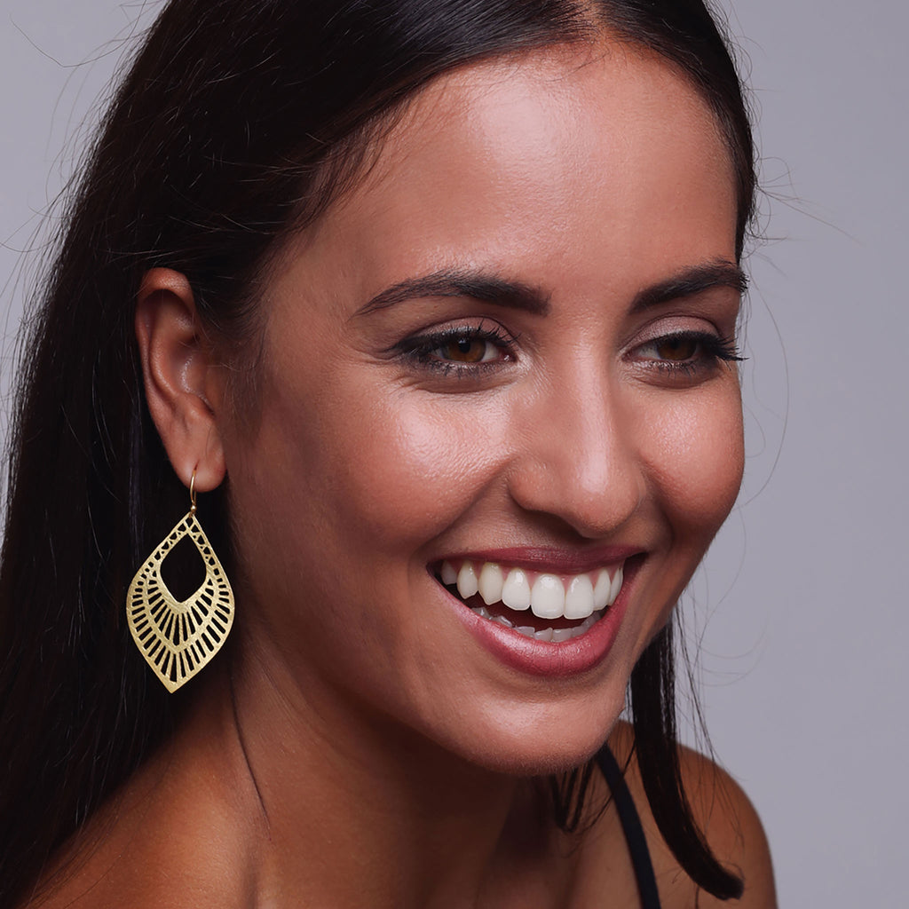 Yellow-Gold Dangling Bohemian Earrings