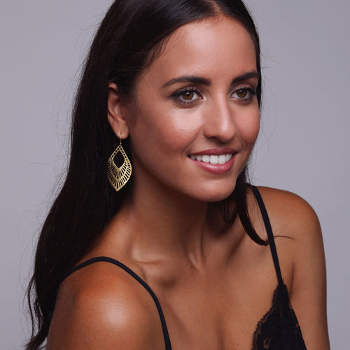 Yellow-Gold Dangling Bohemian Earrings