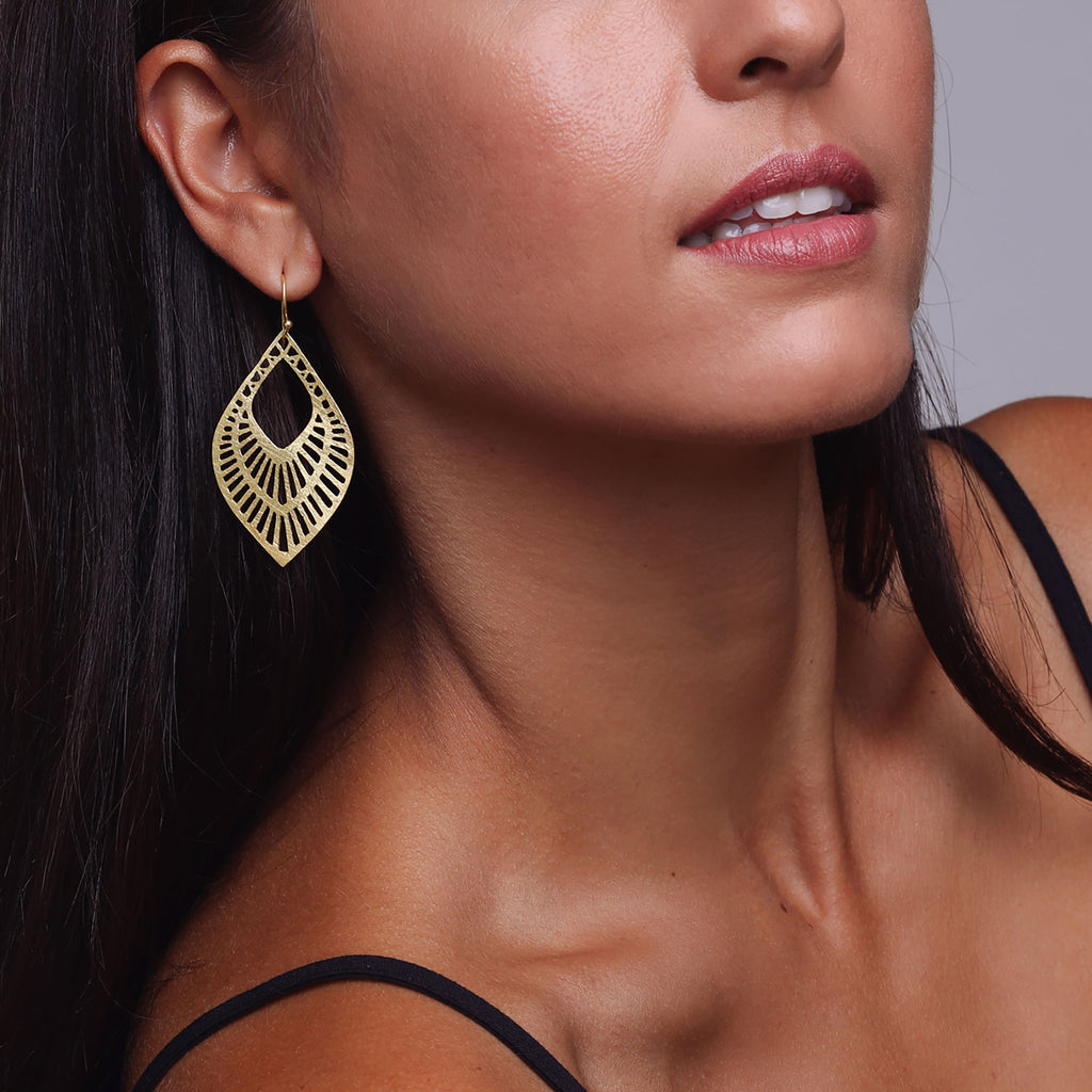 Yellow-Gold Dangling Bohemian Earrings