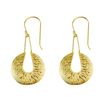 Load image into Gallery viewer, Yellow-Gold Dangling Crescent Shaped Earrings