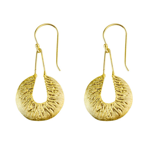 Yellow-Gold Dangling Crescent Shaped Earrings