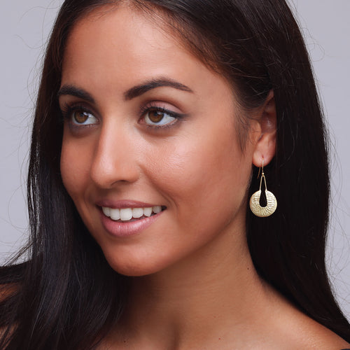 Yellow-Gold Dangling Crescent Shaped Earrings